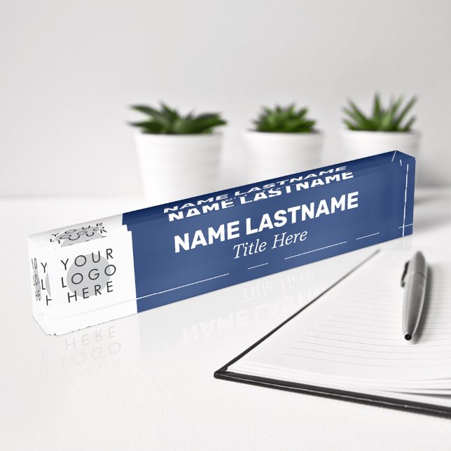 Your Logo Modern Name Title Simple Navy Blue Nameplate (Creator Uploaded)