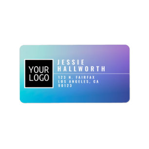 Your Logo Modern Purple Blue Ombre Return Address  Label