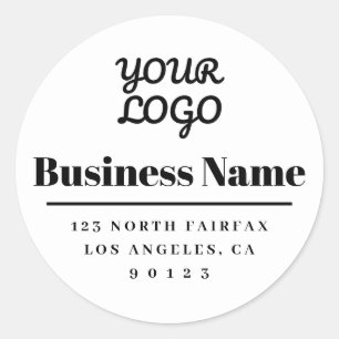 Your Logo Modern Return Address White & Black Classic Round Sticker