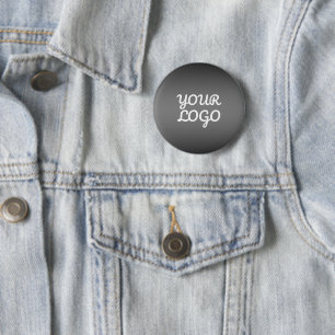 Your Logo & Modern Simple Ombre Dark Grey 2 Inch Round Button