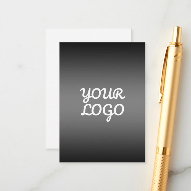 Your Logo & Modern Simple Ombre | Dark Grey Enclosure Card (Front/Back In Situ)