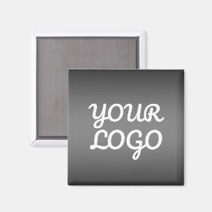 Your Logo & Modern Simple Ombre   Dark Grey Magnet