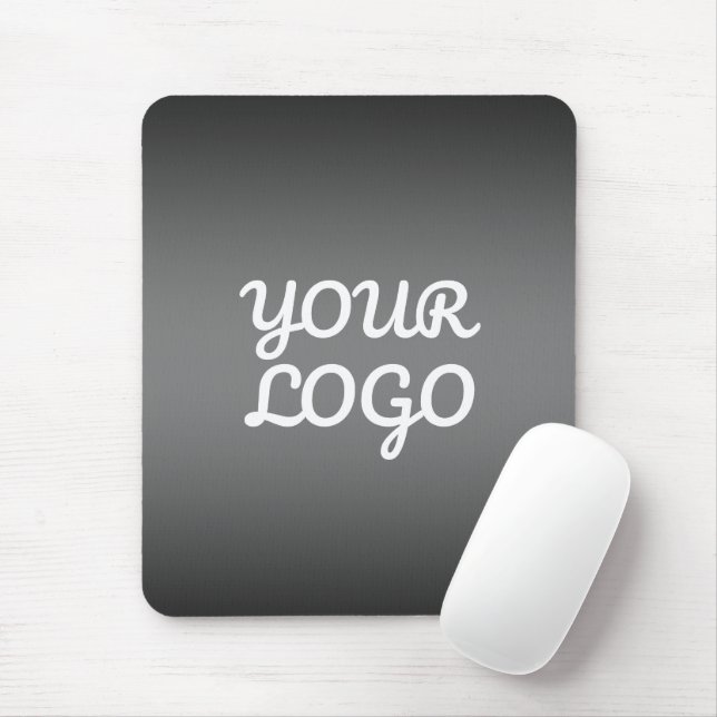 Your Logo & Modern Simple Ombre | Dark Grey Mouse Pad (With Mouse)