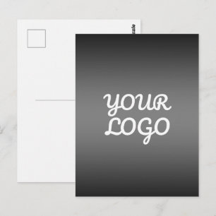 Your Logo & Modern Simple Ombre   Dark Grey Postcard