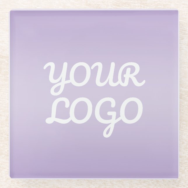 Your Logo & Modern Simple Ombre | Lavender Glass Coaster (Front)