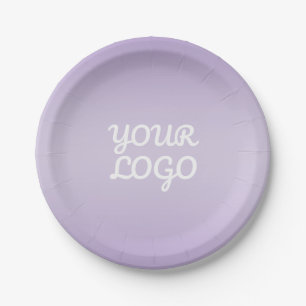Your Logo & Modern Simple Ombre   Lavender Paper Plate
