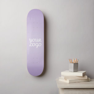 Your Logo & Modern Simple Ombre Lavender Skateboard