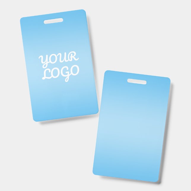 Your Logo & Modern Simple Ombre | Light Blue Badge (Front & Back)
