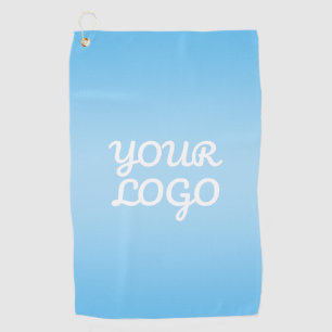 Your Logo & Modern Simple Ombre   Light Blue Golf Towel
