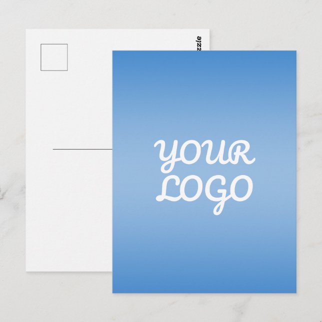 Your Logo & Modern Simple Ombre | Light Blue Postcard (Front/Back)