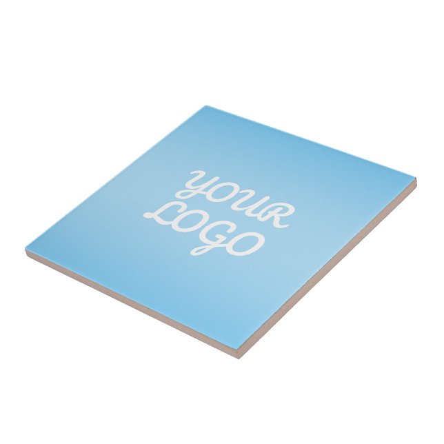 Your Logo & Modern Simple Ombre | Light Blue Tile (Side)