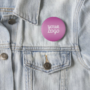 Your Logo & Modern Simple Ombre   Purple 2 Inch Round Button