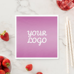 Your Logo & Modern Simple Ombre   Purple Napkin