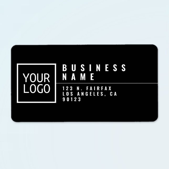 Your Logo Modern Stylized Black Return Address  Label (Creator Uploaded)