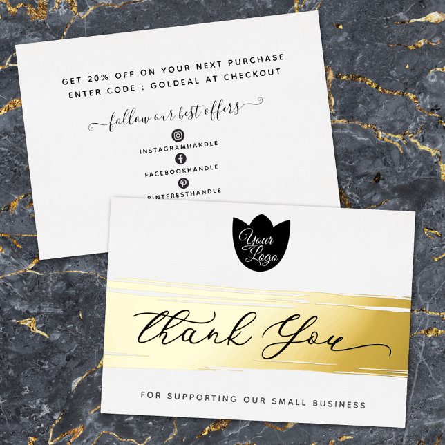 Your Logo Modern Thank You Real Foil Discount Card (Creator Uploaded)
