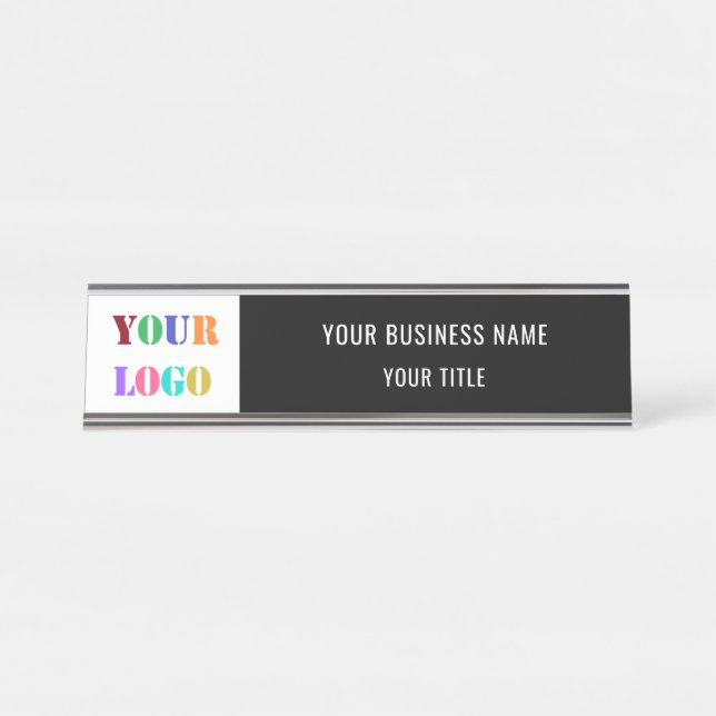Your Logo Name Info and Colours Business Office Desk Name Plate (Front)