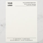 Your Logo Name Info Personalized Office Letterhead<br><div class="desc">Your Colours and Font - Custom Name Simple Personalized Black and White Business Office Letterhead with Logo - Add Your Logo - Image / Business Name - Company / Address / Contact Information - Website / E-mail / Phone - Resize and move or remove and add elements / image with...</div>