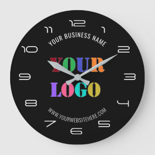 Your Logo Name Website Personalized Font / Colours Large Clock