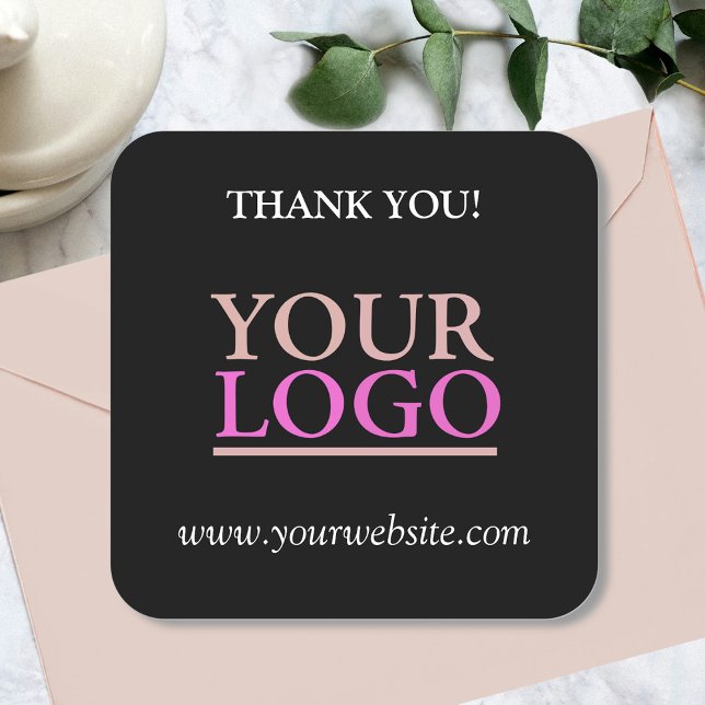Your Logo, Name & Website Promo, Black Square Sticker (Creator Uploaded)