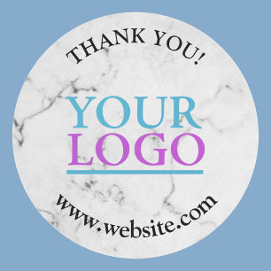 Your Logo, Name & Website Promo, Marble Classic Round Sticker