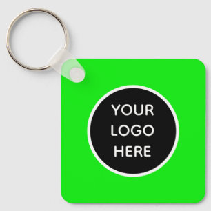 Your Logo Neon Green Elegant Yellow Business Keychain