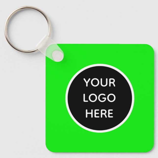 Your Logo Neon Green Elegant Yellow Business Keychain (Front)