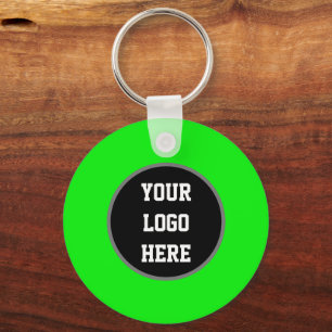 Your Logo Neon Green Elegant Yellow Business Keychain