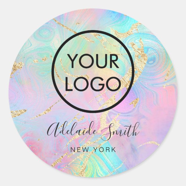 your logo on abstract design classic round sticker (Front)