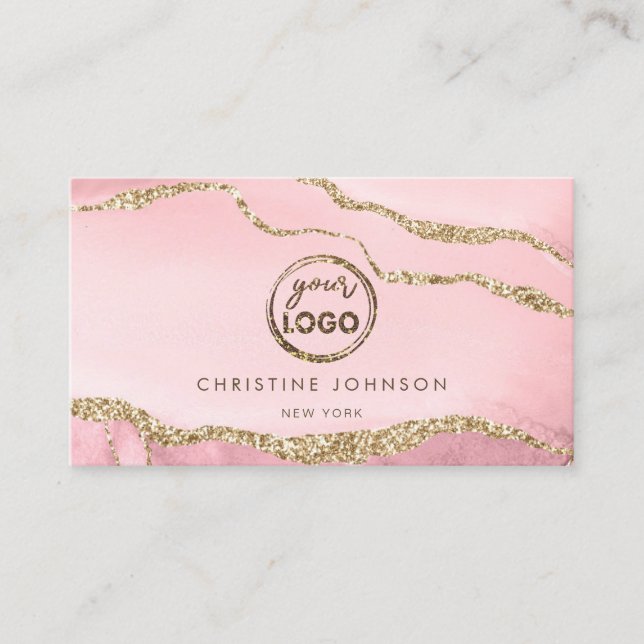 your logo on agate background business card (Front)