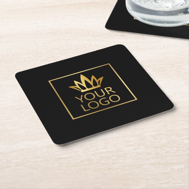 Your Logo on Any Colour Background Square Paper Coaster (Angled)
