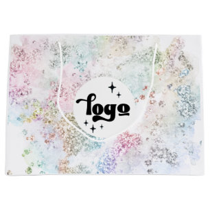 your logo on faux chunky glitter design large gift bag