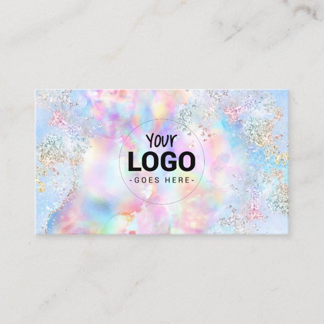 your logo on faux glitter faux iridescent business card (Front)