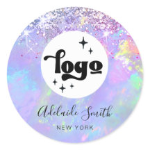 your logo on faux glitter opal