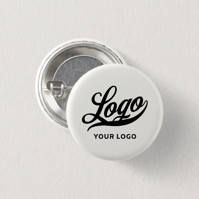 Your Logo on Off white Business Simple Minimal 1 Inch Round Button (Front & Back)