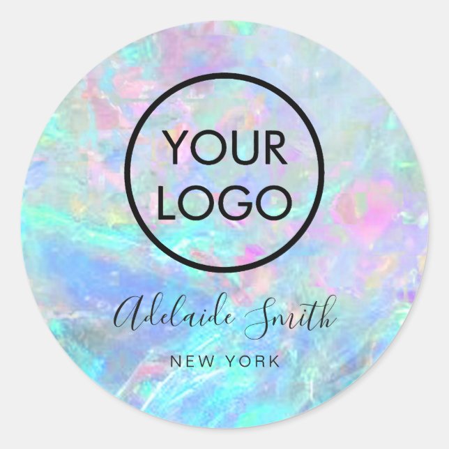 your logo on opal  classic round sticker (Front)