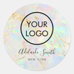 your logo on opal  classic round sticker