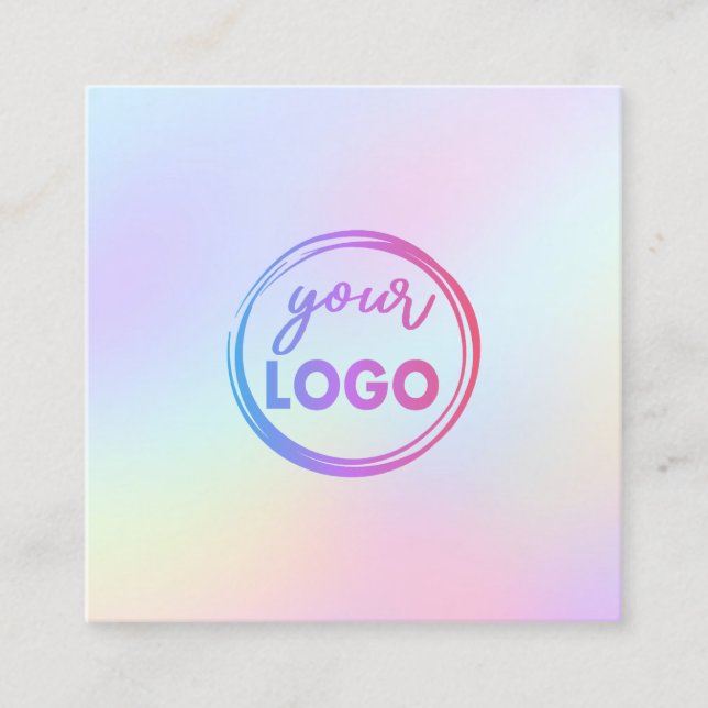 your logo on pastel gradient square business card (Front)