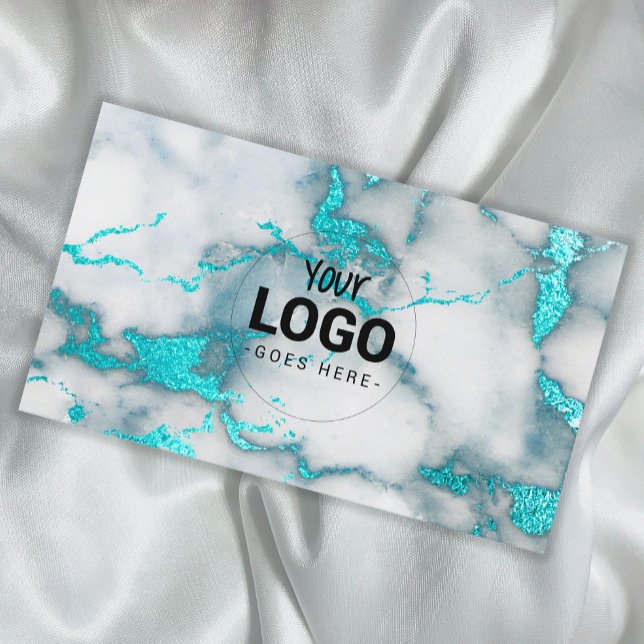 your logo on teal marble business card (Creator Uploaded)