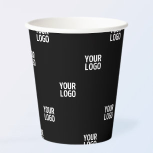 Your Logo or Any Image   Diagonal Stripes  Paper Cups