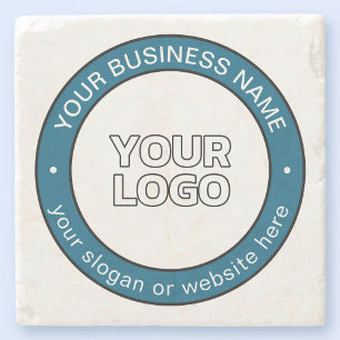 Your Logo or Design & Customizable Circular Text Stone Coaster