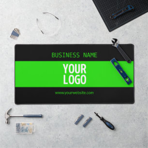 Your Logo or Image Black & Bright Green Desk Mat