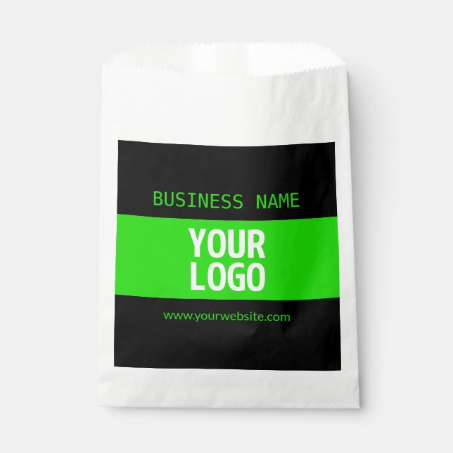 Your Logo or Image | Black & Bright Green Favour Bag (Front)