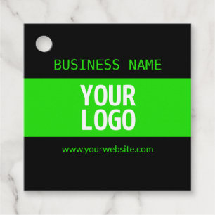 Your Logo or Image Black & Bright Green Favour Tags