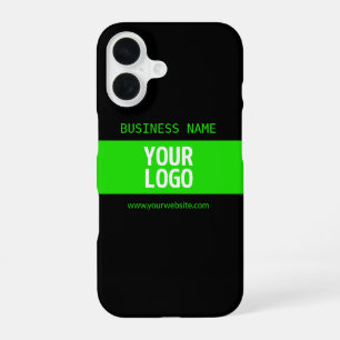 Your Logo or Image   Black & Bright Green iPhone 16 Case