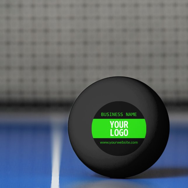 Your Logo or Image | Black & Bright Green Ping Pong Ball (Net)