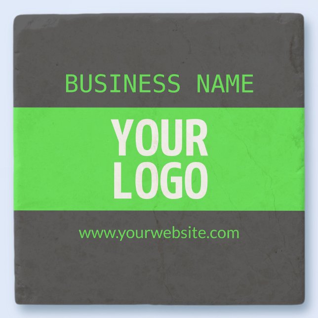 Your Logo or Image | Black & Bright Green Stone Coaster (Creator Uploaded)