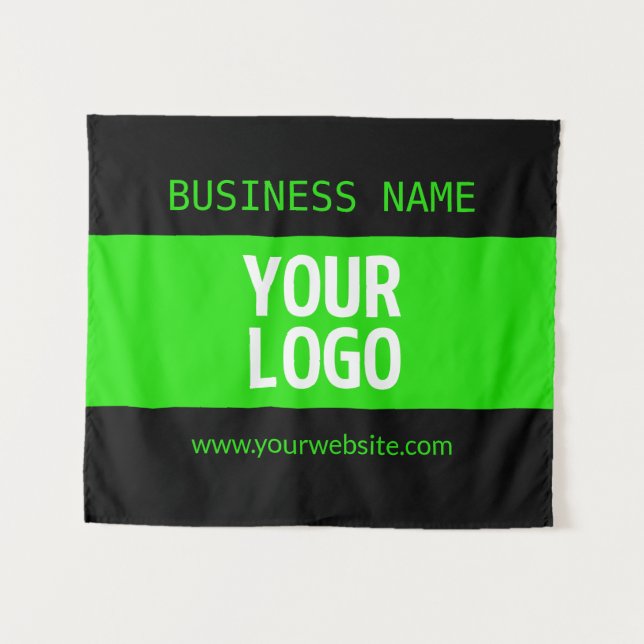 Your Logo or Image | Black & Bright Green Tapestry (Front (Horizontal))