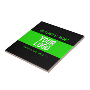 Your Logo or Image   Black & Bright Green Tile