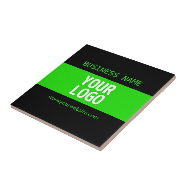 Your Logo or Image | Black & Bright Green Tile (Side)