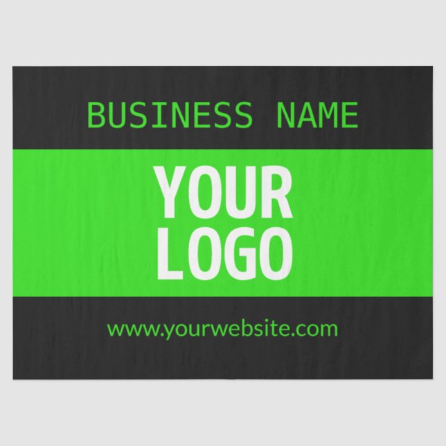 Your Logo or Image | Black & Bright Green Tissue Paper (Front)